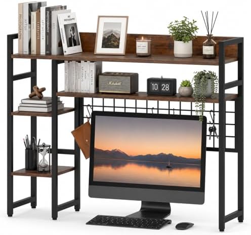 MAT EXPERT 37" Desk Hutch, Desktop Bookshelf for Up to 32" Computer Monitor by MATEXPERT