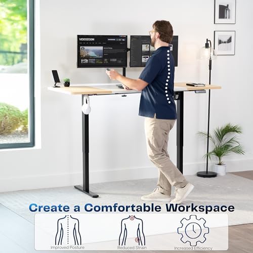VIVO White/Light Wood 71 x 30 in Standing Desk, DESK-KIT-1B7WC - Image 4