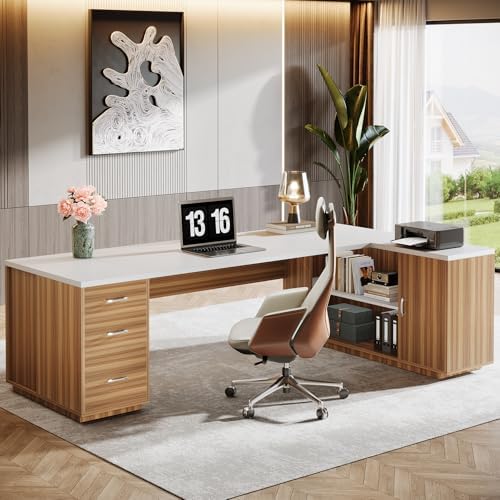 Tribesigns 86" L-Shaped Executive Office Desk, Extra Large Home Office Desk - Image 5
