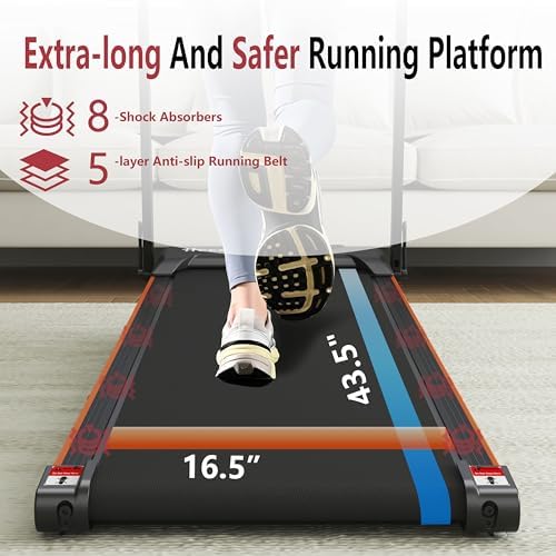Hccsport Treadmill with Incline, 3 in 1 Under Desk Treadmill Walking Pad with Removable Desk Workstation 3.5HP Foldable Compact Walking Treadmills for Home Small Office with Wristband Remote Control - Image 6