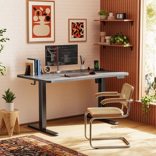 Huuger 47 X 24 Inch Electric Standing Desk with Power Outlets and USB-C Port, Height Adjustable Desk, Sit Stand Desk for Home Office, Computer & Gaming Desk with 3 Presets, Stable Steel Frame, Grey - Image 2