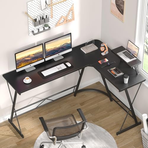 Mr IRONSTONE 63" L Shaped Computer Desk, Corner Desk, Home Office Desk, Gaming Writing Workstation with Large Monitor Stand, Easy to Assemble, Black - Image 2