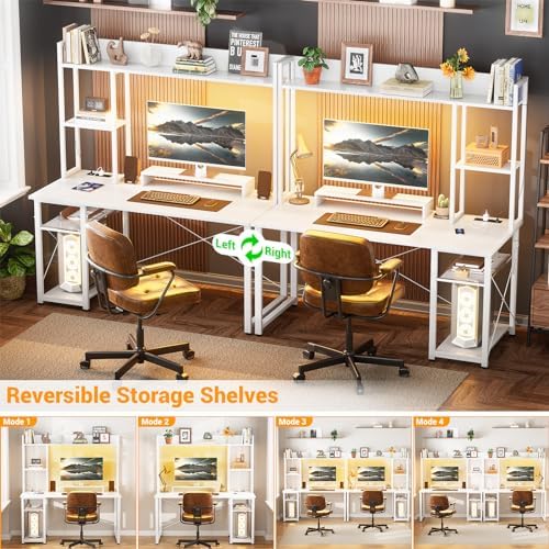Cyclysio 47'' Gaming Desk with Hutch and Reversible Storage Shelves, White - Image 5