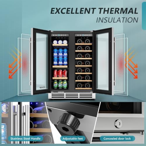 EUHOMY 24 Inch Wine and Beverage Refrigerator, Dual Zone Wine Cooler - Image 7