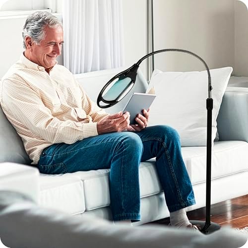 Brightech LightView Pro Magnifying Floor Lamp - Hands Free Magnifier with Bright LED Light for Reading - Work Light with Flexible Gooseneck - Standing Mag Lamp - Image 2