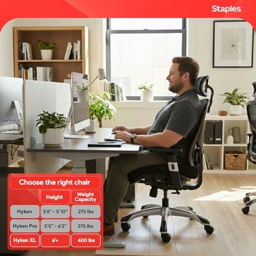 Staples Hyken Ergonomic Mesh Office Chair, Lumbar Support, Swivel, Black - Image 4