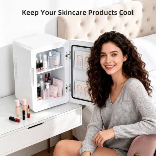 Antarctic Star Mini Fridge 6L/8 Can Portable Cooler,Personal Compact Refrigerator for Skin Care, Food,Drinks or Cosmetics, AC/DC for Bedroom, Car, Office,White - Image 6