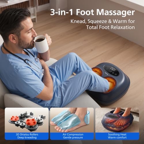 PHILIPS Foot Massager with Heat, Shiatsu Kneading & Air Compression, Blue - Image 3