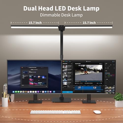 LED Desk Lamp Architect Task Light Dual Head Modern Flexible Gooseneck Tall - Image 5