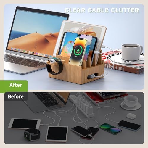 Pezin & Hulin Bamboo Charging Stations with 5 Port USB Charger & 5 Cables - Image 5
