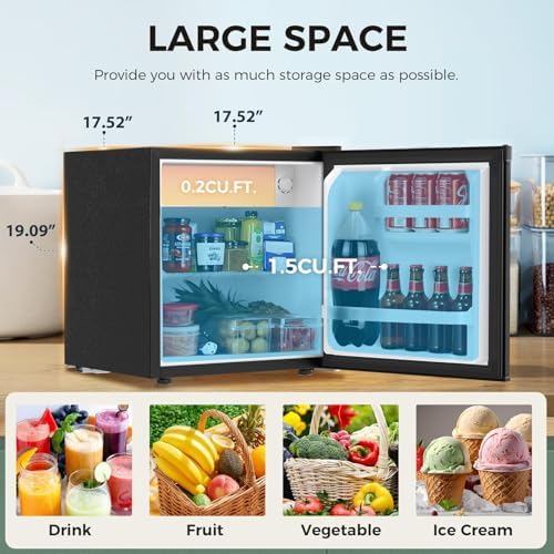 Antarctic Star 1.6 Cu. Ft Mini Fridge with Freezer,Small Compact Refrigerator with Single Reversible Door, Removable Shelves, 7 Adjustable Thermostat, for Dorm/Bedroom/Office,Black - Image 5