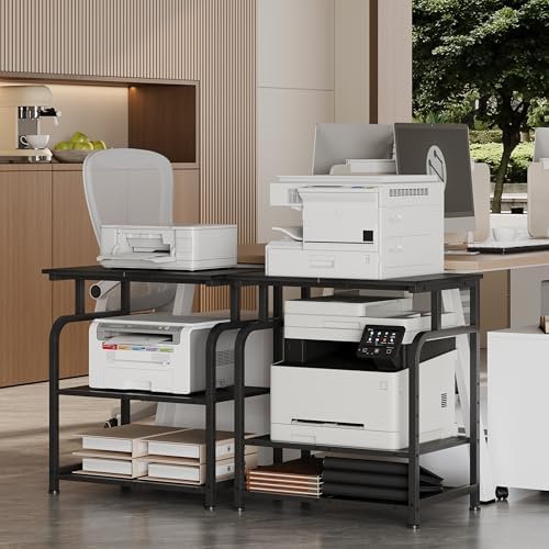 Unionly Large Rolling Printer Stand with Height Adjustable Shelf and Wheels - Image 4