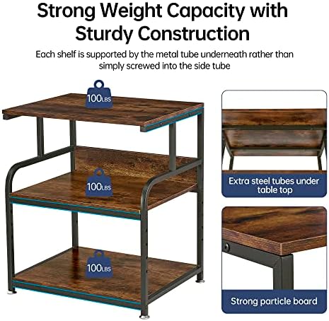 Fannova Large Printer Stand Table with Height Adjustable Storage Shelf - Image 3