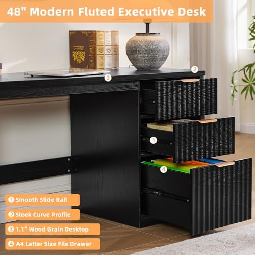 LEYAOYAO Office Desk 48" with 3 Drawers Storage File Cabinet - Image 6