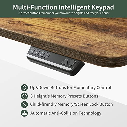 FEZIBO 75 Inches, Supports Over 300lbs, Large L Shaped Standing Desk, Electric Height Adjustable L Shaped Desk, Suitable for Home Office, Rustic Brown Top/Black Frame - Image 6