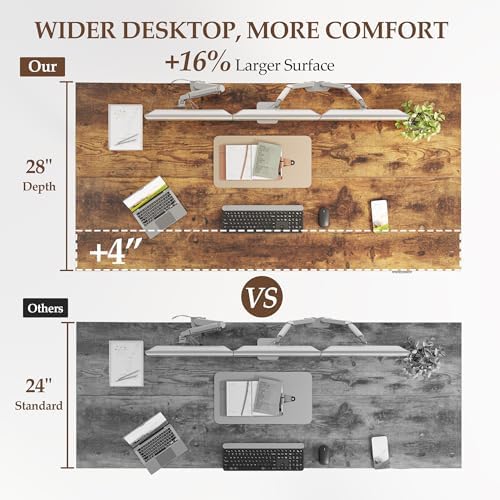 Klicelor 55 x 28 Electric Standing Desk, Sit Stand Up Home Office Desk, Height Adjustable Deep Cumputer Table with Memory Presets and Hooks, Two Pieces, Rustic Brown - Image 4