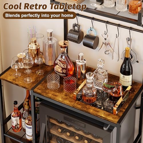 Over Mini Fridge Storage Shelf Fridge Stand for Dorm with 5 Lockable Hooks - Image 6