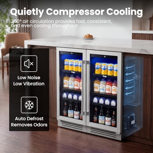 Yeego 30 Inch Beverage Refrigerator, 200 Can Beer Cooler with Glass Door - Image 4
