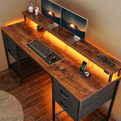 Huuger 63 inch Computer Desk with Power Outlets & 4 Drawers by Huuger