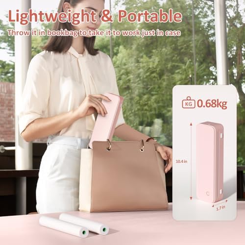 Gloryang Inkless Portable Printer for Travel, Wireless Thermal Printer Supports 8.5 x 11 Inch US Letter Size, Bluetooth Machine Includes Carry Case and 3 Rolls of Thermal Paper Kit, Pink - Image 2