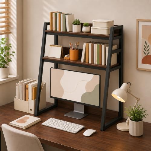 3 Tires Desktop Hutch Bookshelf, Desktop Bookshelf by Unknown