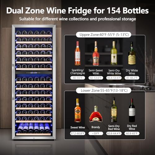 Velivi 24" Dual-Zone Wine Fridge Tall Freestanding/Built-in Wine Cooler - Image 4
