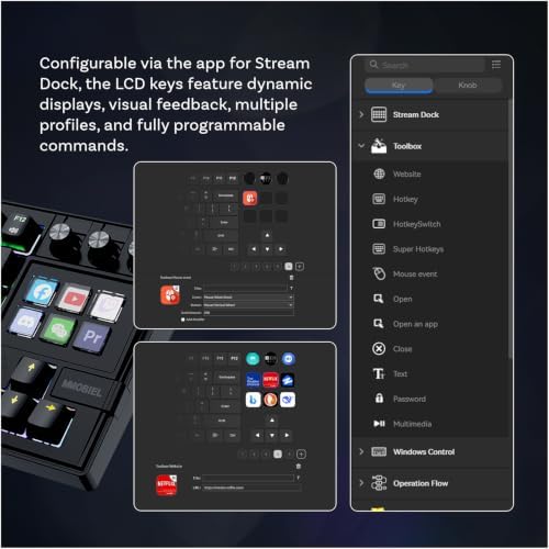MMOBIEL Mechanical Keyboard for Stream Deck QWERTY Hot-Swappable RGB Keyboard with 6 Programmable LCD Macro Keys & 3 Control Dials for OBS, Streaming, Editing, Productivity – for Windows/macOS - Image 3