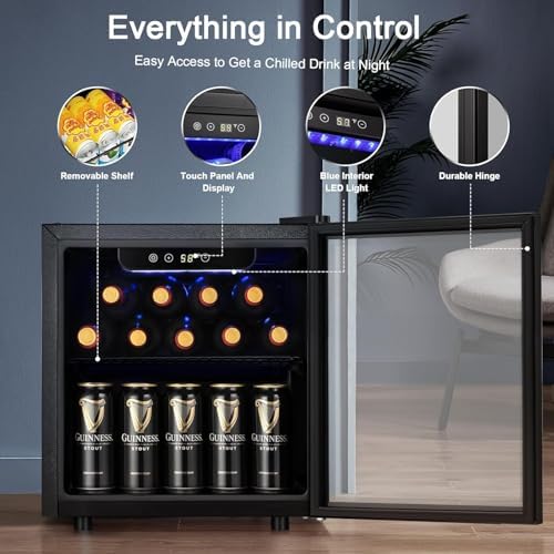 Antarctic Star 12 Bottle Wine Cooler Beverage Refrigerator Mini Fridge Clear Glass Door Quiet Counter Top Cellar for Beer Soda Bar 1.3 cu.ft - Image 4