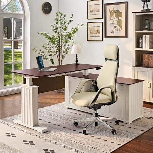 EUREKA ERGONOMIC 60x26 Executive Standing Desk with File Cabinet Drawers,L Shaped Adjustable Height Desk Home Office Computer Desk with Storage by EUREKAERGONOMIC