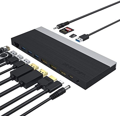 WAVLINK USB C Docking Station,13-in-1 Triple Display Type C Hub Adapter with HDMI,2 DisplayPort,Ethernet,4 USB 3.0,USB-C,SD/TF Card Reader,Phone Jack,DC Jack, PD 100W for Mac Windows and More by WAVLINK%C2%AE