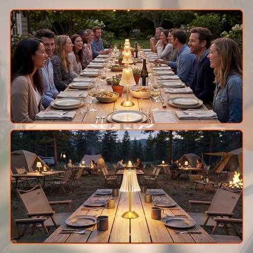 Liliful 20 Pcs Cordless Table Lamp LED Touch, Gold, Rose Style - Image 6