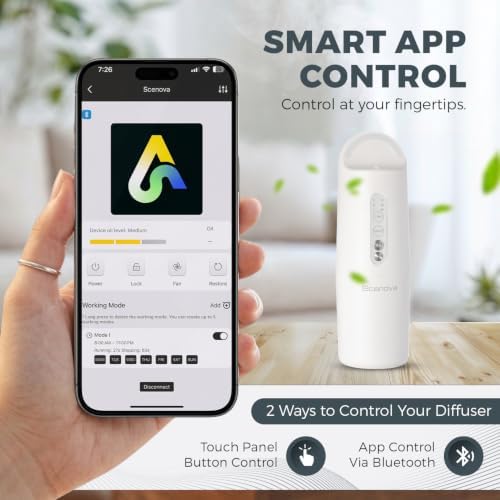 Plug in Waterless Scent Diffuser Starter Kit, Oils Included, Bluetooth Smart Control, Touch Panel Control, Covers1000 sq ft, - Image 2