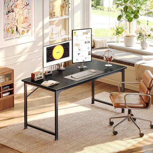 PRAISUN 47 Inch Computer Desk, Office Desk, Spacious Desktop, Black - Image 2