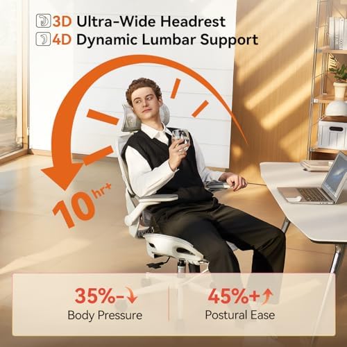 SIHOO B100 PRO Ergonomic Office Chair with Footrest, 4D Flip-Up Armrests - Image 3