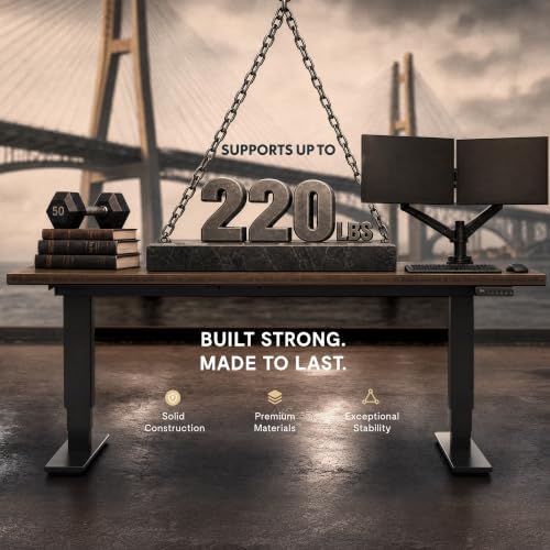 FLEXISPOT E6 Bamboo 3-Stage Dual Motor Electric Standing Desk 48 x 24 Sit Stand Up Desk, Holds 220 lbs, Adjustable Height w/Memory Presets, Solid Walnut Bamboo Desktop & Black Frame, Ships in 2 Boxes - Image 5