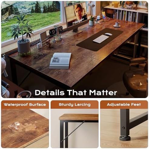 PRAISUN 63 X 30 Inch Extra Deep Desk with Power Outlets - Image 6