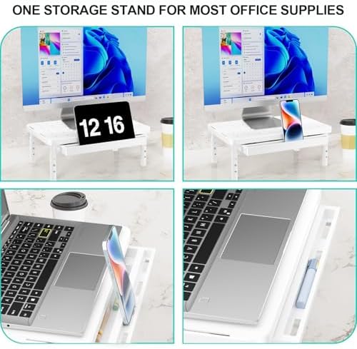 WALI Computer Monitor Stand with Storage, Monitor Riser 3 Height Adjustable - Image 3
