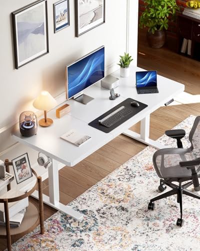 HUANUO 60 x 30 Inch Large Electric Standing Desk, Brushless Motor, White - Image 2