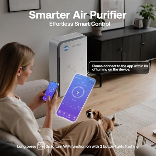 Trucozie Large Pet Air Purifier for Home up to 3000 Ft², Absorbs Floating Cat and Dog Hair, Smart WiFi, 3-in-1 Filter with Anion, Activated Carbon & HEPA for Pet Allergies, Smoke, Dust, White - Image 6