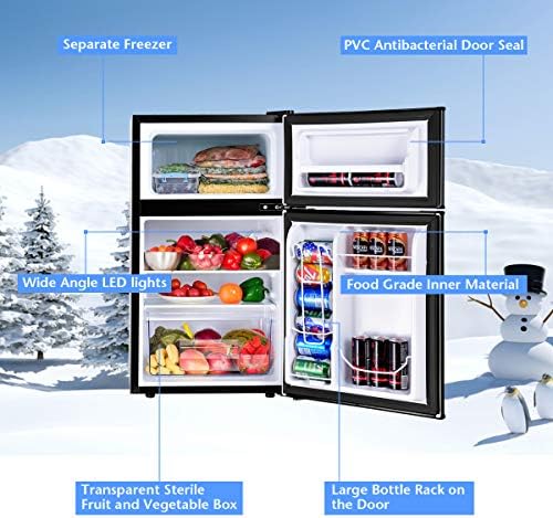 COSTWAY 3.2 Cu.ft. Mini Fridge with Freezer for Bedroom, Dorm, Office - Image 3