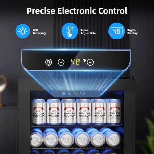 Antarctic Star Mini Fridge 130 Can Beverage Refrigerator Cooler with Glass Door,Adjustable Shelves & Digital Temperature for Soda Beer or wine fridge for Home, Office Bar 3.1cu.ft - Image 3