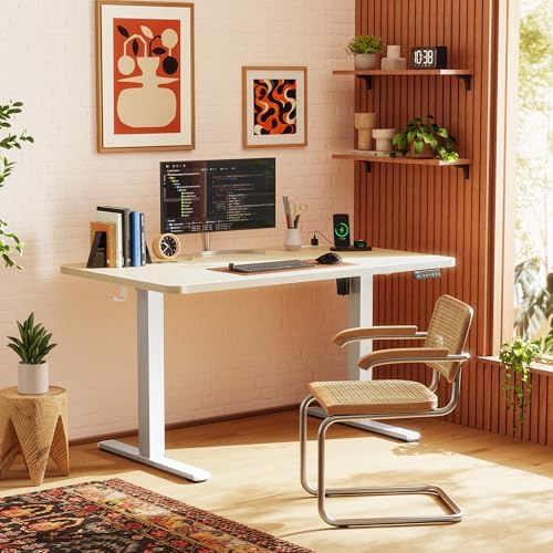 Huuger 47 X 24 Inch Electric Standing Desk with Power Outlets and USB-C Port, Height Adjustable Desk, Sit Stand Desk for Home Office, Computer & Gaming Desk with 3 Presets, Stable Steel Frame, Marple - Image 2