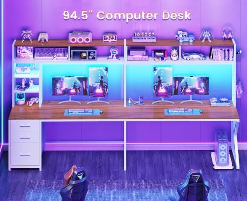 SEDETA L Shaped Office Desk, Convertible 94.5" Computer Desk with Drawers - Image 3