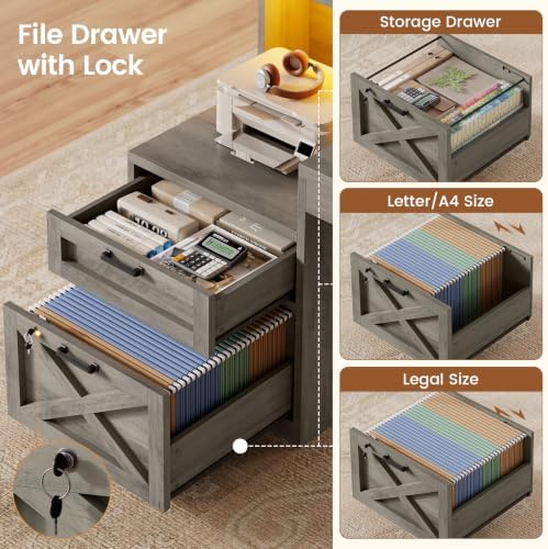 SEDETA 65"x59" L Shaped Desk with Lockable Drawers Storage for Home Office - Image 4