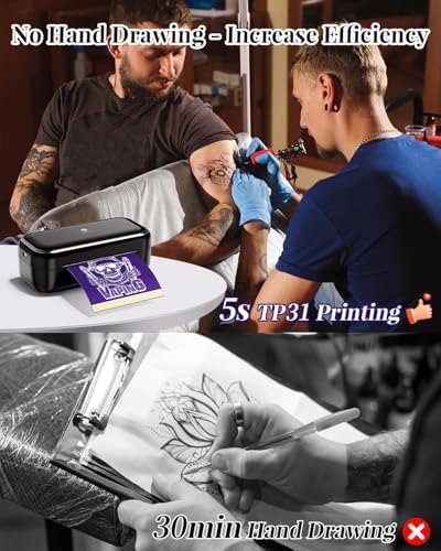 Phomemo Tattoo Stencil Printer -TP31 Mini Tattoo Maker with 30pcs Transfer Paper,Small Portable Tattoo Machine for Beginners/Enthusiast/Artists,Easy to Use with Smartphone,Pad- Black - Image 2