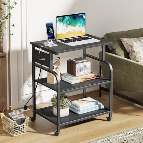 YAOHUOO 3 Tier Large Printer Stand with Power Outlet/Adjustable Shelf - Image 4
