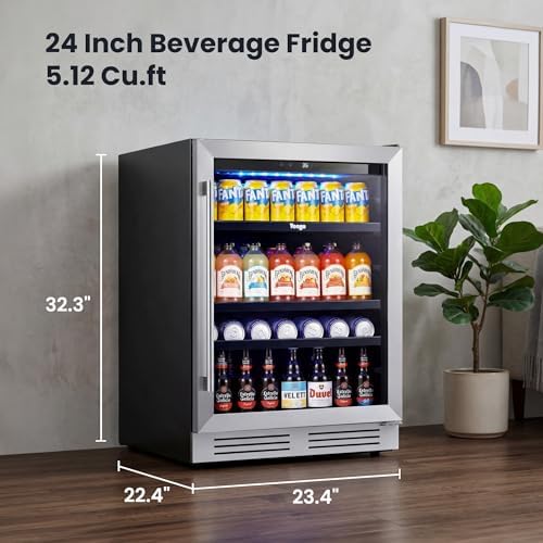 Yeego Beverage Refrigerator - 24 inch 180 Cans Beer Cooler with Glass Door - Image 2
