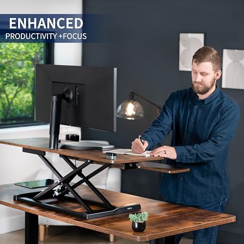 VIVO Rustic Vintage Brown 48 in Standing Desk Converter, DESK-V048KN - Image 4
