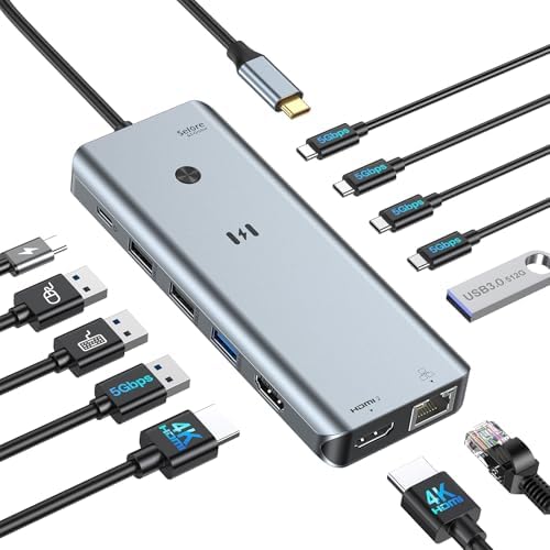 Selore Docking Station Dual Monitor for Laptop, USB C Hub with 2 HDMI Ports by SeloreS-Global