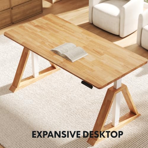 FLEXISPOT 55 x 28 Inch WoodiX Solid Wood Executive Standing Desk, Maple - Image 4